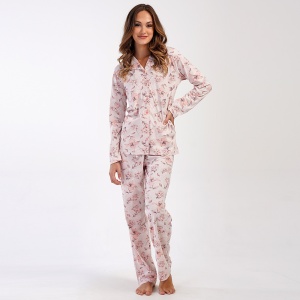 Women's Buttoned Pajamas in 100% Cotton Vienetta | Model 'Menuet'