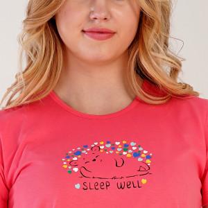 Pijamale Dama din Bumbac Vienetta, Model 'Sleep Well' Strawberry Pink