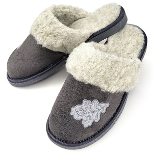 Women's Plush and Sheepskin Slippers 'Velvet Hug' Gray | Elegance and Warmth