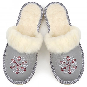 Women's Slippers Lined with Sheep Wool Model 'Creation' Gray