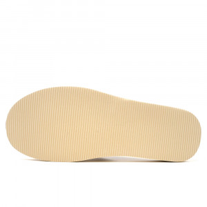 Papuci de casă dama din piele naturală, model Mesopotamia Light, culoare crem, cu talpă moale de 2 cm în zona călcâiului..