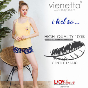 Pijamale Dama Vienetta, 'I Feel So ...' Culoare Galben