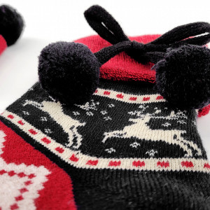 Sosete Calduroase Dama cu Pom Pom Velvet, Model 'Joy and the Good Life' Black