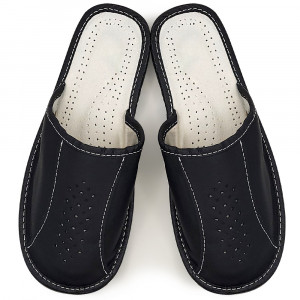 Black Leather Slippers 'Black Fashion all the Time'