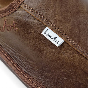 Papuci de Casa din Piele cu Talpa Groasa Culoare Maro, Model 'Luxury Man' Brown