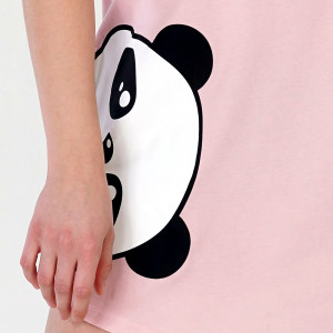 Camasa de Noapte din Bumbac Vienetta Culoare Roz Model 'Cute Panda' 🐼