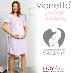 Camasa pentru Gravide si Alaptat Vienetta 'Cute Bunny' Pink Light