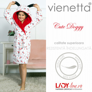 Children's Robe with Hood and Extra Soft Ears Vienetta, 'Cute DOggy' - Img 4
