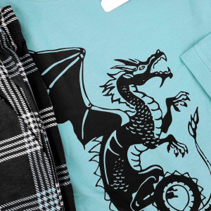 Pijamale Barbati Confortabile Gazzaz by Vienetta Model 'Dragons No Limits' Turquoise