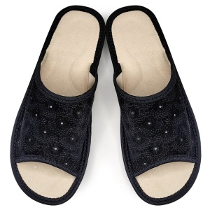 Elegant Suede Slippers with Thick Sole - Mystic Elegant, Black Color