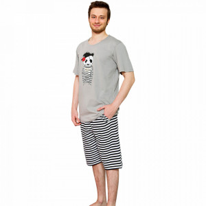 Gazzaz by Vienetta Men's Pajamas, 'Let's be Pirates' Gray
