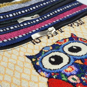Geantă Textilă cu Mâner Lung Model 'Dream Owl' Multicolor