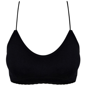 Luna Contour Bra - Black, One Size Seamless Design with Pads and Wave Edge