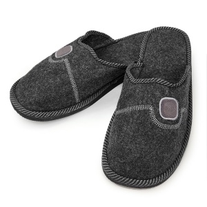 Papuci de Casă pentru Bărbați din Postav Model Grey Haven | Brand Pago, Confort Maxim. Prezentare din față.