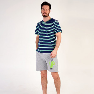 Men's Pajamas Short Pants Vienetta | MAN Model 'One Step UP Level' Gray
