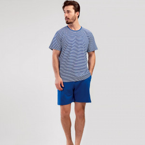 Pijamale Barbati cu Pantalon Scurt Vienetta | MAN Model 'M of Magic' Dark Blue