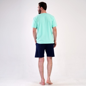 Pijamale Barbati cu Pantalon Scurt Vienetta|MAN Model 'Off Road Motorcycle'. Prezentare pijama din spate.