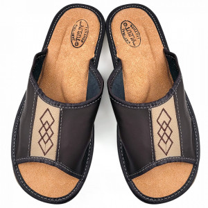 Papuci de Casa Barbati Sezon Vara Material Piele Culoare Maro Model 'Summer Approach'