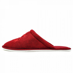Papuci de Casa Dama din Bumbac Flausat Model 'Campanula Red' Culoare Visiniu