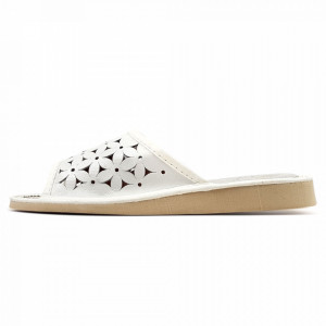 Papuci de Casa Dama, Material Piele, Culoare Alb, Model 'Flawors Patrol' White