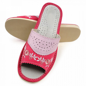 Papuci de Casa Dama Material Piele Culoare Roz Model 'Cotton Candy'