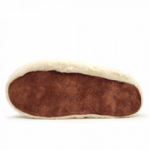 Papuci de Casa din Lana Naturala Culoare Maro Model 'Dacica'