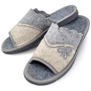 Papuci de Casă din Postav Model Summer Vogue Gray | Eleganță, Confort Natural, Design Aerisit