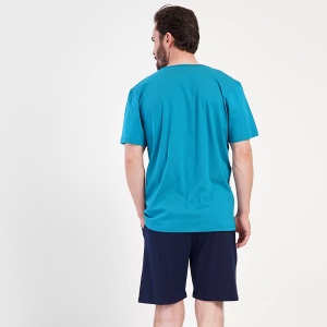 Pijama Barbati cu Pantalon Scurt Vienetta|MAN Model 'Unleash the Beast'. Prezentare pijama din spate.