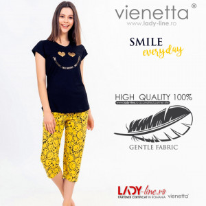 Pijama Dama din Bumbac 100% Vienetta Model 'Smile Everyday'