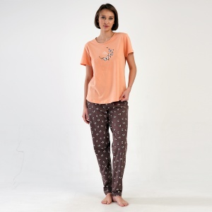 Pijama Damă Mărimi Mari cu Pantalon Lung Vienetta 'Good Night' | Bumbac 100% și Confort pentru Orice Sezon