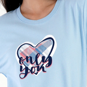 Pijama Vatuita la Interior din Bumbac Vienetta, Model 'Only You ' Blue