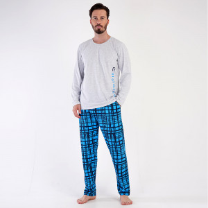 Pijamale Barbati cu nasturi Vienetta|MAN, Model 'Respect' Gray