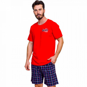 Pijamale Barbati din Bumbac 100% Gazzaz by Vienetta Model 'Legend 1977 Premium Product' Red