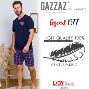 Pijamale Barbati din Bumbac 100% Gazzaz by Vienetta Model 'Legend 1977 Premium Product' Dark
