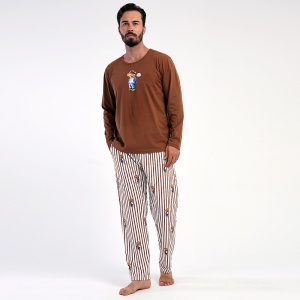Pijamale Bărbați din Bumbac 100% Vienetta | MAN Model 'Let's Go Teddy!' | Stil și Bună Dispoziție