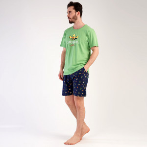 Pijamale Barbati Pantalon Scurt Vienetta | MAN Model 'Carnival' Green