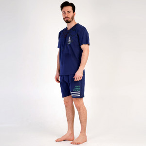 Pijamale Barbati Pantalon Scurt Vienetta | MAN Model 'Kings County' Blue 👑