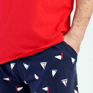 Pijamale Barbati Pantalon Scurt Vienetta | MAN Model 'Ocean Spirit' Red