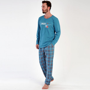 Pijamale Confortabile Barbati Vienetta|MAN, Model 'Creative WorldWide' Deep Lake