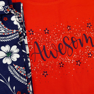 Pijamale Confortabile din Bumbac Vienetta Model 'Awesome' Culoare Rosu