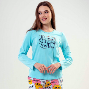 Pijamale Confortabile din Bumbac Vienetta, Model 'I'm So Sweet'