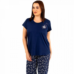 Pijamale Confortabile Marimi Mari din Bumbac Vienetta Model 'Sound of Nature'