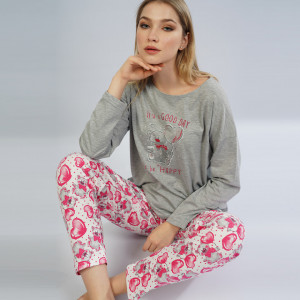 Pijamale Confortabile Vienetta, Model 'Good Day to be Happy!'