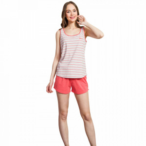 Pijamale Dama cu Bluza Tip Maieu Vienetta, Model 'Love' Melange
