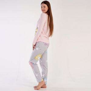 Pijamale Dama din Bumbac 100% Vienetta, Model 'Family is Everything' Pink