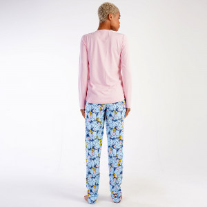 Pijamale Dama din Bumbac 100% Vienetta, Model 'I Belive in Pink' 