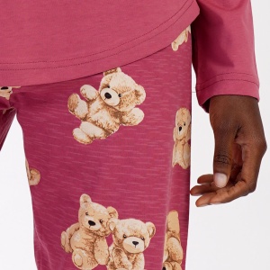 Pijamale Dama din Bumbac Vienetta Model 'Hi There' | Confort si Bună Dispoziție. Prezentare detaliu pantalon.