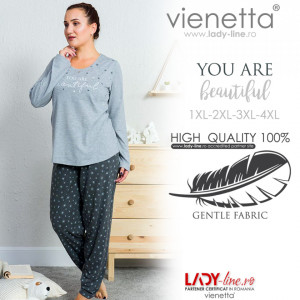 Pijamale Dama Marimi Mari Vienetta Model 'You are Beautiful' Gray