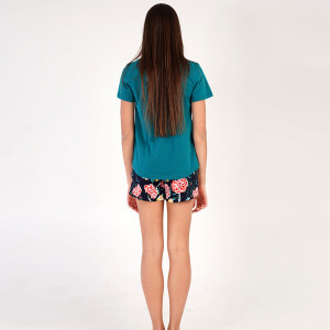 Pijamale Dama Pantalon Scurt Vienetta, Model 'Live Your Dream' Green