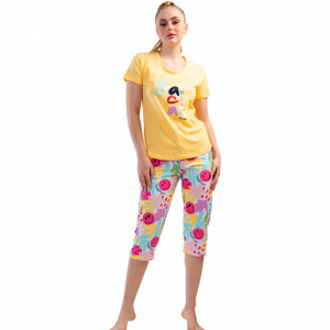 Pijamale Dama Vienetta din Bumbac 100%, Model 'Gracias' Yellow 🙏🏻